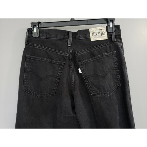NEW Levis 29x31 Black Mid-Rise '94 Baggy Straight Jeans 30 Silver Tab Distressed - Picture 7 of 7